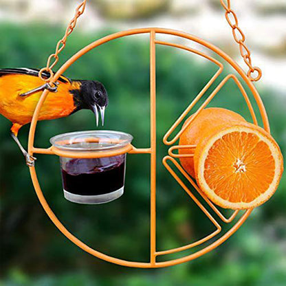 Mangiatoia per Uccelli con Frutta – Da Giardino, in Metallo, con Contenitore per Marmellata o Succhi